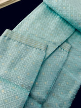 Men Sky Blue Zari Diamond Weave Jacquard Kurta - Wedding & Festive Outfit - Kaash