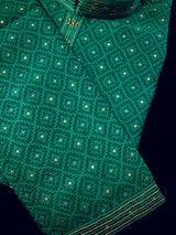 Emerald Green men's kurta pajama in premium silk blend (self-patt) with self-patt wedding silk blend weave — Kaash Collection