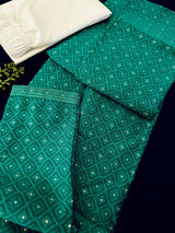 Emerald Green men's kurta pajama in premium silk blend (self-patt) with self-patt wedding silk blend weave — Kaash Collection