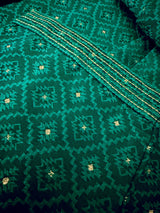 Emerald Green men's kurta pajama in premium silk blend (self-patt) with self-patt wedding silk blend weave — Kaash Collection