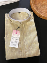 Moss Green men's kurta pajama in jute silk with diya pattern with small zari weave — Kaash Collection