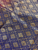 Muave Pink with Blue Border Banarasi saree in banarasi soft silk with wide 8.5" blue border with soft drape — Kaash Collection