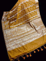 Mud Gold Color Semi Banarasi Silk Saree with Muted Gold Zari Weave - Kaash