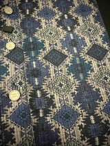 Multi-Color Ikkat (Dark Blue Base) men's kurta pajama in soft silk (crepe-like) with ikkat digital print — Kaash Collection
