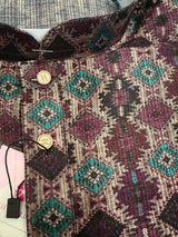 Multi-Color Ikkat (Dark Purple & Beige Base) men's kurta pajama in soft silk (crepe-like) with ikkat digital print — Kaash Collection