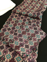 Multi Color Soft Men Kurta in Ikkat Digital Prints with Dark Purple and Beige Base | Soft Silk Kurta for Men | Men Ethnic Wear - Kaash