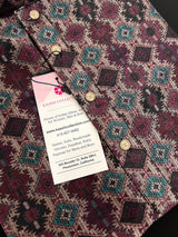 Multi Color Soft Men Kurta in Ikkat Digital Prints with Dark Purple and Beige Base | Soft Silk Kurta for Men | Men Ethnic Wear - Kaash