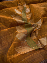 Mustard Yellow and Deep Blue Color Handloom Saree with tiny Sequin Work and Thread Work | Handloom Sarees | Sequence Saree - Kaash