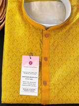 Mustard Yellow Color Men Kurta Pajama Set - Self Design embroidery Style - Mens Ethnic Wear - Designer Men Indian Wedding Wear - Kaash