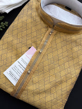 Mustard Yellow Color Men Kurta with Tiny Sequins - Kaash