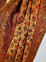 Mustard Yellow viscose blend wool Kashmiri shawl with chinar leaves pattern — Kaash Collection