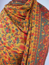 Mustard Yellow pure pashmina Kashmiri shawl with kani weave, floral motifs — Kaash Collection