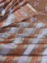 Muted Gold with Copper & Light Lavender Banarasi saree in banarasi mashru tanchoi with mashru tanchoi with jamawar border & pallu — Kaash Collection