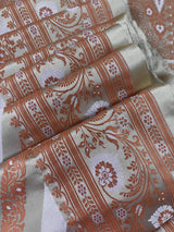 Muted Gold Color with Copper and Light Lavender -Mashru Silk Tanchoi Saree with Jamawar Pallu - Kaash