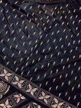 Navy Blue Color Bangalori Silk Saree with Hand Kantha Stitch | Handwoven Kantha Stitch Sarees | Kantha Saress | Bengal Sarees - Kaash