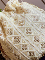Off White Color Raw Silk Light Weight Potli Bag - Kaash