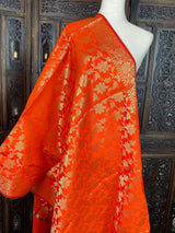Orange Banarasi Silk Designer Dupatta with Jaal | Light Weight Dupatta | Stole | Scarf | Benarasi Dupatta | Gift For Her | Kaash Collection - Kaash