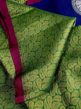 Parrot Green with Peacock Blue Banarasi saree in soft silk with tanchoi parsely design — Kaash Collection