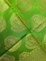 Parrot Green Banarasi Silk Designer Dupatta with big Buttas | Light Weight Dupatta | Stole | Benarasi Dupatta | Gift For Her - Kaash