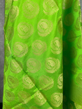 Parrot Green Banarasi Silk Designer Dupatta with big Buttas | Light Weight Dupatta | Stole | Benarasi Dupatta | Gift For Her - Kaash