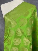 Parrot Green Banarasi Silk Designer Dupatta with big Buttas | Light Weight Dupatta | Stole | Benarasi Dupatta | Gift For Her - Kaash
