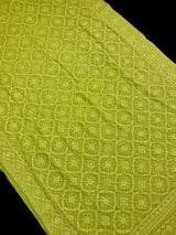 Parrot Green pure georgette saree with chikankari & sequin work — Kaash Collection