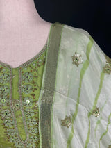 Parrot Green Designer Readymade Salwar Kameez 3pcs Suit for Women with Handwork - Kaash