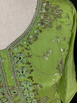 Parrot Green Designer Readymade Salwar Kameez 3pcs Suit for Women with Handwork - Kaash