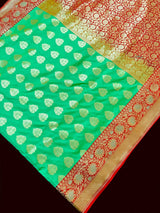 Parrot Green Traditional Banarasi Handloom Silk Saree - Kaash