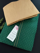 Party Wear Designer Men Kurta Set in Green Color with tiny Sequin and Embossed Self Design in Soft Silk Material - Kaash