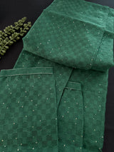 Party Wear Designer Men Kurta Set in Green Color with tiny Sequin and Embossed Self Design in Soft Silk Material - Kaash
