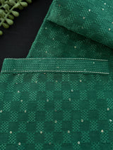 Party Wear Designer Men Kurta Set in Green Color with tiny Sequin and Embossed Self Design in Soft Silk Material - Kaash