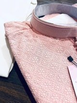 Pastel Color Baby Pink Chikankari Lucknowi Georgette Kurta Pajama Set with Lining | Chikhankari Kurta | Ethnic Wear for Men | Men Party Wear - Kaash