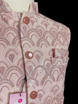 Pastel Dusty Pink men's Nehru/Modi jacket in cotton silk with embroidery, thread & sequin work — Kaash Collection