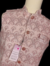 Pastel Dusty Pink men's Nehru/Modi jacket in cotton silk with embroidery, thread & sequin work — Kaash Collection