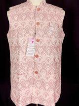 Pastel Dusty Pink men's Nehru/Modi jacket in cotton silk with embroidery, thread & sequin work — Kaash Collection