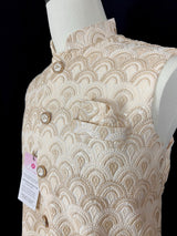Pastel Gold Jacket for Men with Embroidery, thread and Sequin Work - Kaash