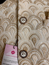 Pastel Gold Jacket for Men with Embroidery, thread and Sequin Work | Jacket for Kurta | Mens Wedding Wear Outfit | Men Waistcoat - Kaash