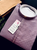 Pastel Lavender Color Kurta with Self Embroidery and Tiny Zari Buttis - Kaash