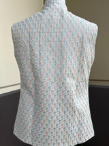 Pastel Pearl Off White men's Nehru/Modi jacket in silk (non-pure) with embroidery, thread & sequin work — Kaash Collection