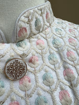 Pastel Off White Jacket for Men with Intricate Embroidery, thread and Sequence Work | Jacket for Kurta | Mens Wedding wear Outfits - Kaash