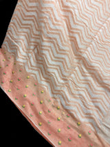 Pastel Peach Color Linen blend with Cotton Silk Saree and Embroidery floral buttis - Kaash
