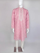 Pastel Pink Premium Cotton Kurta with Pajama | Hand - Embroidery Kurta with Cotton Lining | Cotton Mens Kurta Set - Kaash