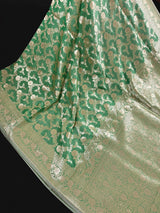 Pastel Pista Green Banarasi Silk in Muted Gold Zari with Floral Jaal Design - Kaash