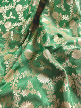 Pastel Pista Green Banarasi Silk in Muted Gold Zari with Floral Jaal Design - Kaash