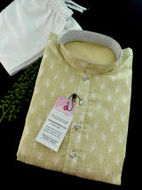 Pastel Pista Green men's kurta pajama in soft silk (non-pure) with all-over tiny sequin work — Kaash Collection
