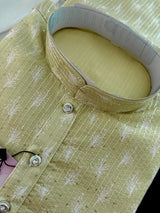 Pastel Pista Green men's kurta pajama in soft silk (non-pure) with all-over tiny sequin work — Kaash Collection