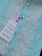 Pastel Sea Blue Color 100 Percent Premium Cotton Kurta with Pajama - Kaash