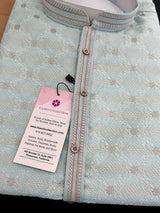 Pastel Sea Blue Color Men Kurta Pajama Set | Mens Ethnic Wear| Indian Soft Silk Kurta with Lining | Sherwani Style Indian Wedding Kurta - Kaash