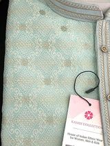 Pastel Sea Blue Color Men Kurta Pajama Set | Mens Ethnic Wear| Indian Soft Silk Kurta with Lining | Sherwani Style Indian Wedding Kurta - Kaash